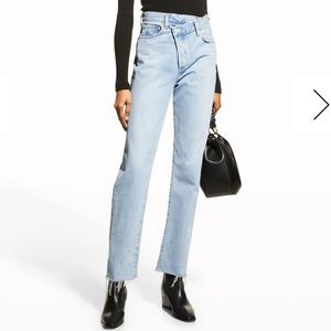 Agolde Criss Cross High-Rise Distressed Straight-Leg Jeans